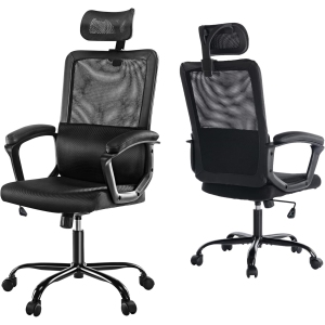 Mesh Ergonomic Office Chair with Adjustable Headrest Lumbar Support Soft Armrest, High Back Swivel Executive Computer Desk Chair