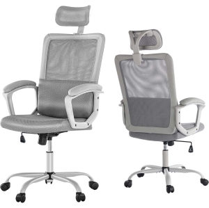 Ergonomic Office Chair with Adjutable Headrest and Lumbar Support, Height Adjustable Task Chair High Back Computer Chair Executive Desk Chair with Reclining Backrest