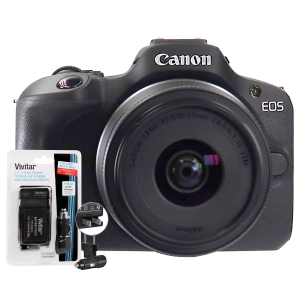 Canon EOS R100 Mirrorless Camera, 18-45mm IS STM Lens + CB-E17 Battery & Charger