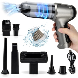 Cordless Bagless Handheld Vacuum for Vehicles & Pet Hair with 12000Pa Suction, Brushless Motor, 30 min Runtime, 2 Metal Filters, Blower