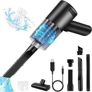 Cordless Bagless Wet/Dry Handheld Vacuum for Car & Pet Hair with 5000Pa Suction, 120W, HEPA, 20 min Runtime - Black