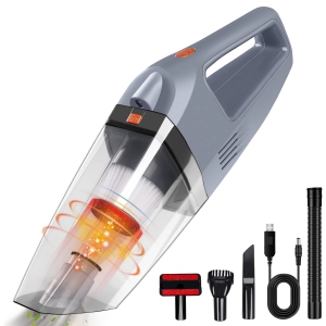 Cordless Bagless Wet/Dry Handheld Vacuum for Car and Home with 6400Pa Suction, 20 min Runtime, Washable Stainless Filter, Crevice Tool