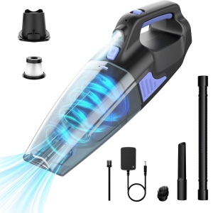 ALACRIS Cordless Bagless Handheld Vacuum for Car & Pet Hair with 16000Pa Suction, 40 min Runtime, LED Light, Crevice Tool, Brush, Hose