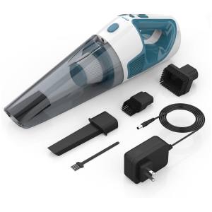 Xoopla Cordless Bagless Handheld Vacuum for Car & Pet Hair with 10KPa Suction, 30 min Runtime, LED Light, HEPA Filter - Blue