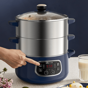 Bear 3-Tier Electric Food Steamer, Preset Timer, 24cm, 1.7L