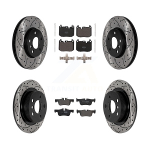 Front Rear Drilled Slot Brake Rotor Semi-Metallic Pad Kit For 17-20 Mini Cooper Clubman S KDF-101087