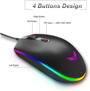 RGB Wired Gaming Mouse 1600dpi (Black)