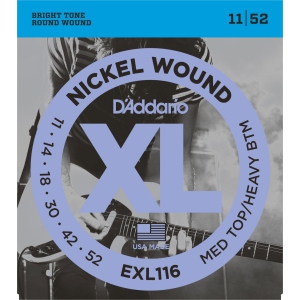 D'Addario EXL116 XL Nickel Wound Electric Guitar Strings - Medium Top/Heavy Bottom 11-52