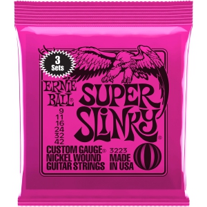 Ernie Ball Super Slinky Nickel Wound Electric Guitar Strings - 9-42 3 Pack