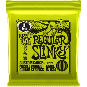 Ernie Ball Regular Slinky Nickel Wound Electric Guitar Strings - 10-46 3 Pack