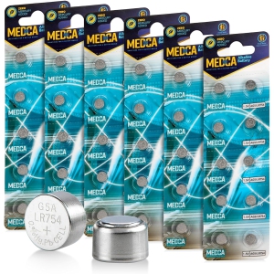 Medca Ag5 Lr754 Batteries - 60 Count Pack - 1.5v Alkaline 754 Lr48 193 Battery Button Coin Cell Batteries for Hearing Aids and Hearing Amplifiers