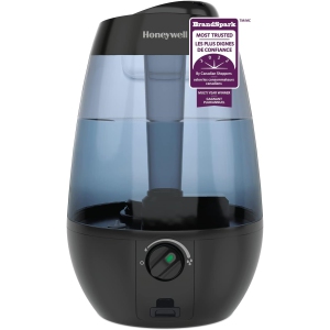 Honeywell HUL535BC Ultrasonic Cool Mist Humidifier, with Variable Output Control, Auto Shut-off, Ultra Quiet Operation, Directional Mist Outlet, Cool Visible Mist, Black, 1-Gallon