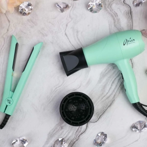 Aria Beauty - Mini Travel Set: Flat Iron and Dryer Teal