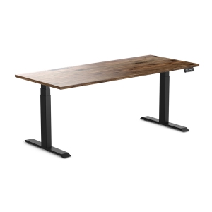 Desky Dual Hardwood Sit Stand Desk - Natural Walnut / Matte Black Standing Computer Desk For Home Office & Study 72" x 30"
