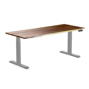 Desky Dual Hardwood Sit Stand Desk - Saman / Grey Standing Computer Desk For Home Office & Study 72" x 30"