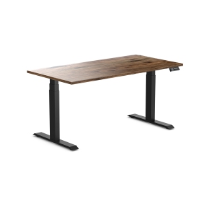 Desky Dual Hardwood Sit Stand Desk - Natural Walnut / Matte Black Standing Computer Desk For Home Office & Study 60" x 30"