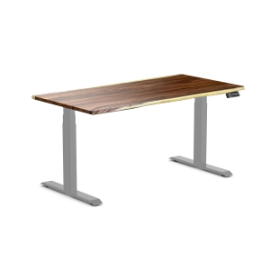 Desky Dual Hardwood Sit Stand Desk - Saman / Grey Standing Computer Desk For Home Office & Study 60" x 30"