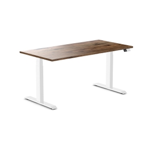Desky Dual Hardwood Sit Stand Desk - Natural Walnut / White Standing Computer Desk For Home Office & Study 60" x 30"