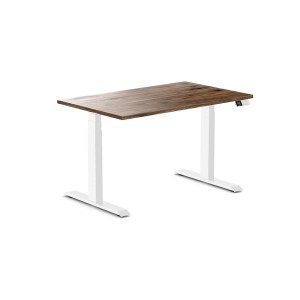 Desky Dual Hardwood Sit Stand Desk - Natural Walnut / White Standing Computer Desk For Home Office & Study 48" x 30"