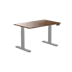 Desky Dual Hardwood Sit Stand Desk - Natural Walnut / Grey Standing Computer Desk For Home Office & Study 48" x 30"