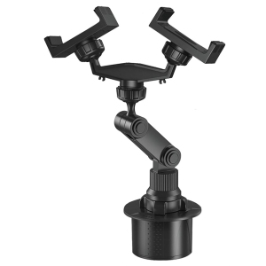 Elink - Universal 2-Head Phone Holder, Rotatable, For Car Cup Holder, Black