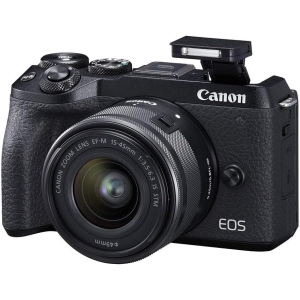 Canon EOS M6 Mirrorless Digital Camera with 15-45mm Lens (International Model) (Black) (1724C011) W/Bag, Extra Battery,
