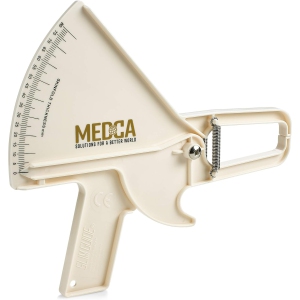Pro Body Skin Caliper - Handheld Bmi Measuring Tool - Accurate Skinfold Caliper Measures Fat for Men and Women, for Monitoring Fitness and Weight Loss Goals, Body Fat Chart, White