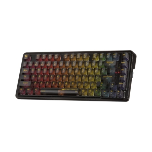 78% Wireless Gasket RGB Gaming Keyboard, 3-Modes 82 Keys Full-Transparent Hot-Swap Compact Mechanical Keyboard w/Upgraded Socket, Translucent Custom Switch, Black