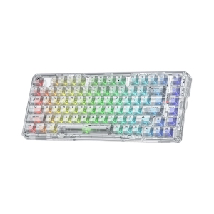 78% Wireless Gasket RGB Gaming Keyboard, 3-Modes 82 Keys Full-Transparent Hot-Swap Compact Mechanical Keyboard w/Upgraded Socket, Translucent Custom Switch