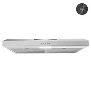 Streamline 30 in. Bergamo Ductless Undermount 80 CFM Range Hood in Brushed Stainless Steel with Mesh Filters, Push Button Control, LED Light
