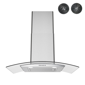 Streamline 30 in. Rosmini Ductless Wall Mount 220 CFM Range Hood in Brushed Stainless Steel with Baffle Filters, Push Button Control, LED Lights