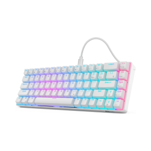 Wired 65% RGB Backlit Ultra-Compact 60% Layout 68 Keys Gaming Keyboard, Hot Swappable Keyboard with Stand-Alone Arrow/Control Keys, Brown Switch, White