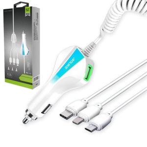 Aolike 5012 QC3.0 Dual USB Fast Charge One Drag Three Universal Car Charger