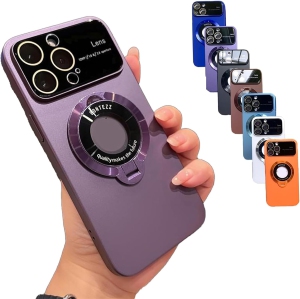SuperShield Phone Case for iPhone 15 Pro Max Coridbrief Large Window Phone Case Leak Label Magnetic Bracket, Bontezz for iPhone 15 Pro Max MagSafe Satad Case - Purple