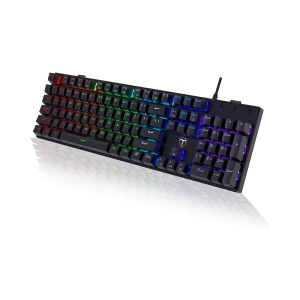 RGB 104 Keys Ultra-Slim Rainbow LED Backlit USB Wired Keyboard with Blue Switches, Durable ABS Keycaps/Anti-Ghosting/Spill-Resistant Mechanical Keyboard for PC Mac Xbox Gamer