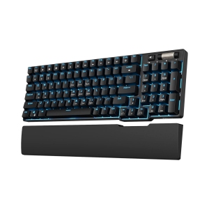 90% Triple Mode BT5.0/2.4G/USB-C Hot Swappable Mechanical Keyboard with Magnetic Hand Rest, 96 Keys Wireless Bluetooth Gaming Keyboard with Software, Blue Backlight, Red Switch