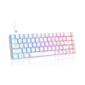 Wired 60% Mechanical Gaming Keyboard, RGB Lights Compact 68 Key Mini Keyboard with Type C Charger and Red Switch, for Mac Windows PC PS4 Gamer, White