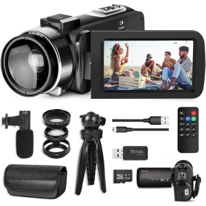2.7K Video Camera Camcorder Ultra HD 42MP 18X YouTube Live Stream Vlogging Recorder with 32GB TF Card