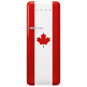 Smeg 24" 9.9 Cu. Ft. Top Freezer Refrigerator with LED Lighting (FAB28URDCA3) - Canada Flag - Only at Best Buy