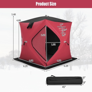  Gymax Ice Shelter, Pop-up Waterproof Fishing Tent 2