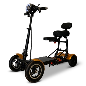 MS-3000 Foldable Mobility Scooter | Lightweight & Easy-Store, High-Performance Eco-Friendly, Up to 40 km Range | Adjustable Comfort Seat | Robust Aluminum Frame | Gold