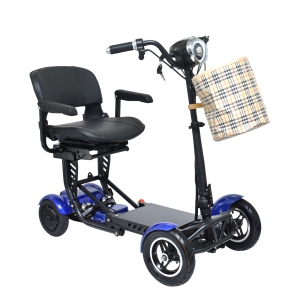 MS-3000 Super Seat Foldable Mobility Scooter | Lightweight & Easy-Store, High-Performance Eco-Friendly, Up to 25 km Range | Adjustable Comfort Seat | Robust Aluminum Frame | Blue