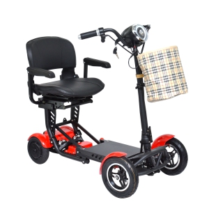 MS-3000 Super Seat Foldable Mobility Scooter | Lightweight & Easy-Store, High-Performance Eco-Friendly, Up to 40 km Range | Adjustable Comfort Seat | Robust Aluminum Frame | Red