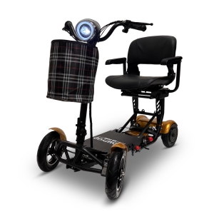 MS-3000 Super Seat Foldable Mobility Scooter | Lightweight & Easy-Store, High-Performance Eco-Friendly, Up to 40 km Range | Adjustable Comfort Seat | Robust Aluminum Frame | Gold