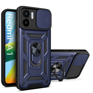 [CSmart] Hybrid Magnetic Hard Kickstand Case Cover with Ring Holder for Motorola Moto Edge 2023, Navy