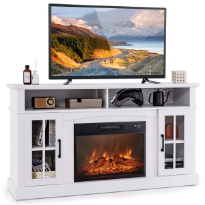 Costway 58" Fireplace TV Stand W/ 1400W Electric Fireplace for TVs up to 65 Inches