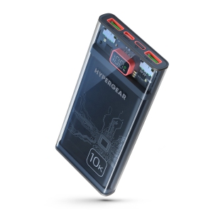 HyperGear 10000mAh Transparent 20W Single Port USB-C & 18W Dual Port USB-A Portable Power Bank