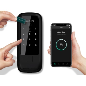 igloohome Keyless Entry Smart Rim Lock - Electronic Keypad, Instant Remote Access via Bluetooth/Code/App/Fob, No WiFi Required - Home, Office, Airbnb and More