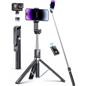 50" Selfie Stick Tripod with Remote, Portable Travel Selfie Stick Tripod, Wireless Selfie Stick Phone Tripod Stand for iPhone Samsung Android Compatible with 4-7" (Black)