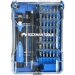 Screwdriver, Rockman Tools Basics 45 PCS Precision Screwdriver Bit Set- 1PC Precision Bits Driver, 1PC 120mm Precision Magnetic Holder, 1PC 120mm Precision Spring Tube (Blue)